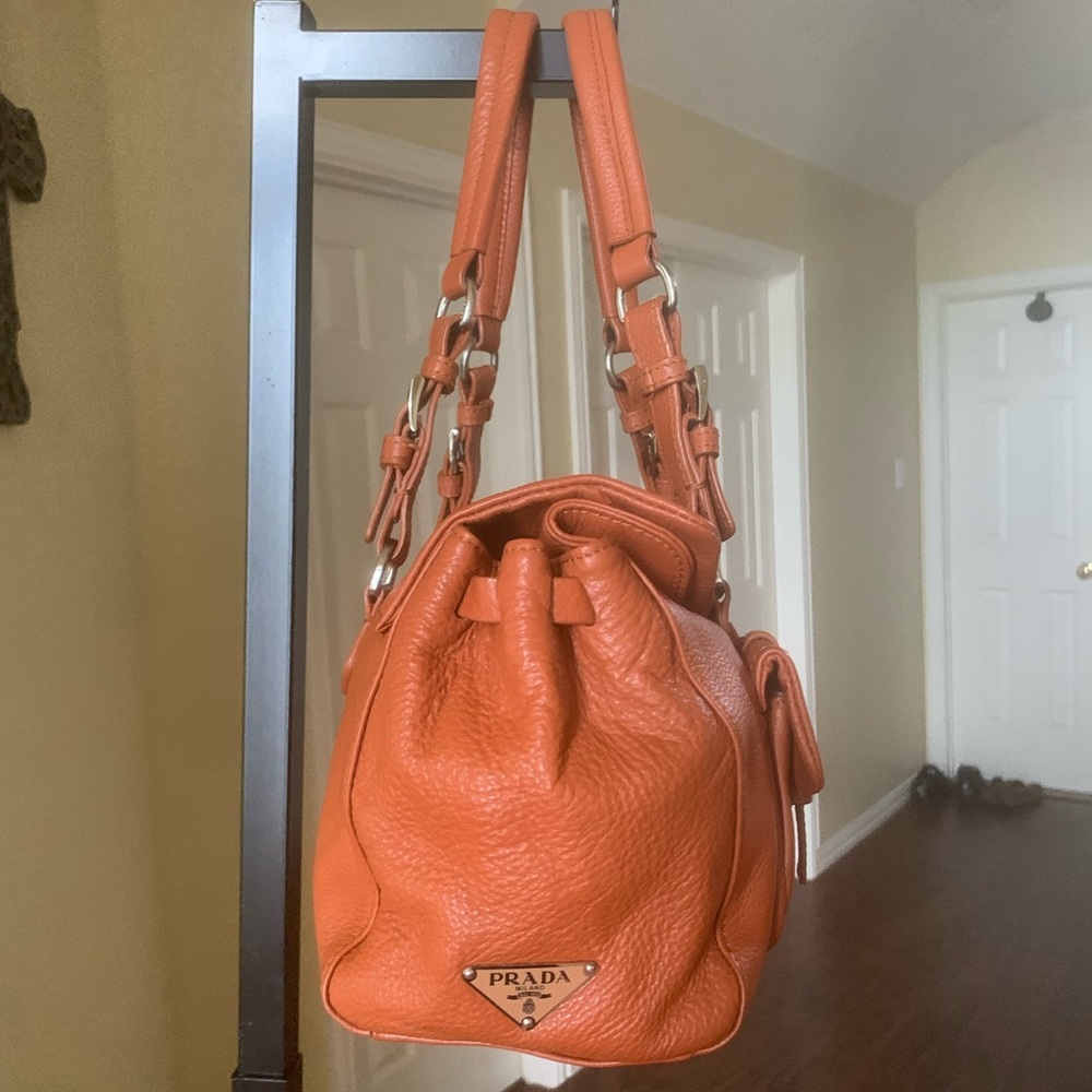 Prada Flap Satchel Shoulder Bag in Burnt Orange Leather New - Picture 6 of 16